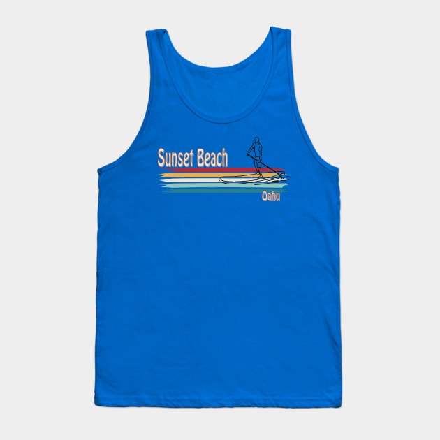 Sunset Beach Oahu Hawaii SUP Paddleboard Beach Tank Top by Surfer Dave Designs